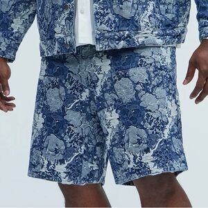 Fashion Nova Indigo Patterned Jean Shorts